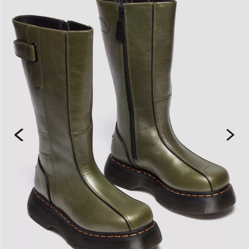 Olive Green Platform Knee-High Boots